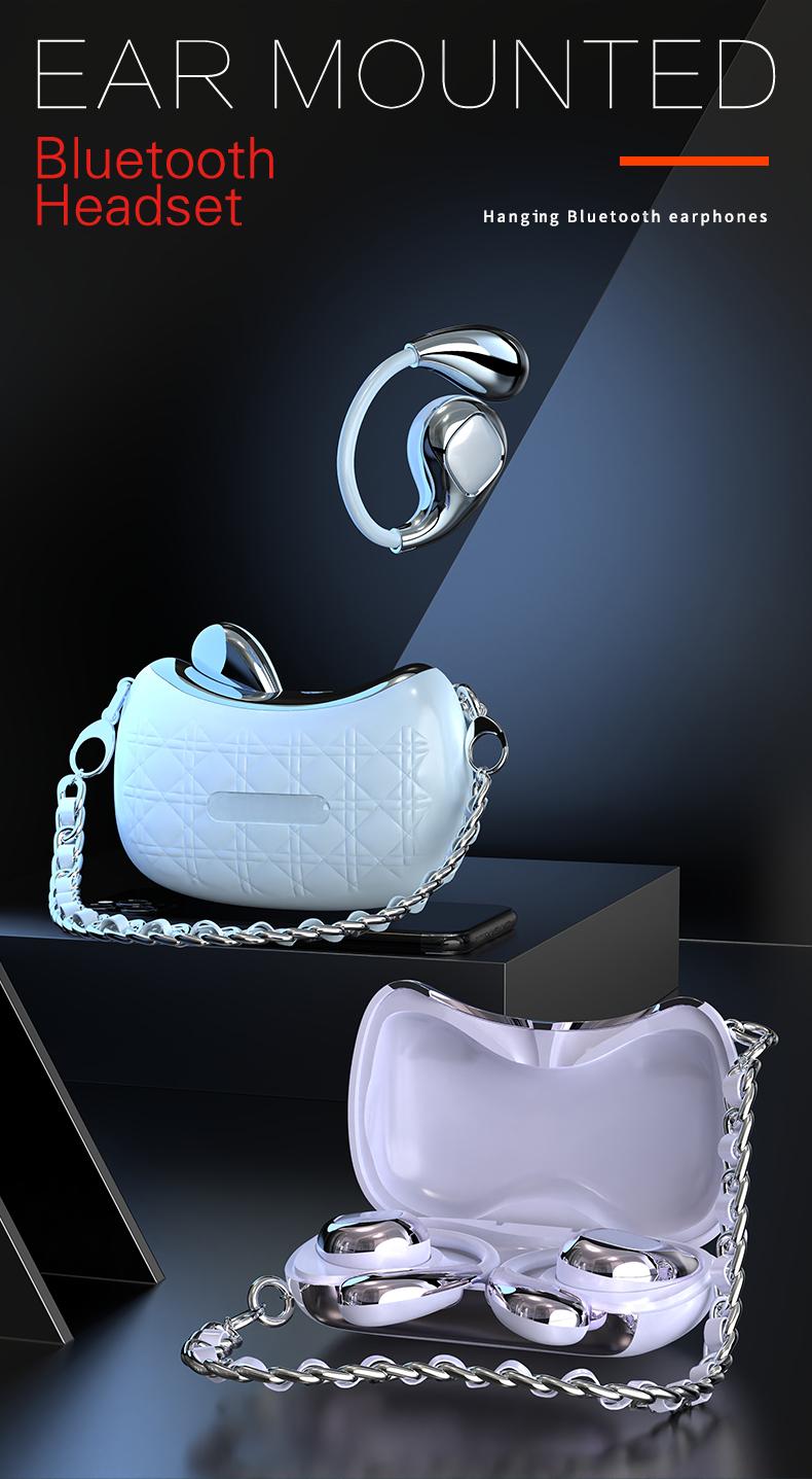 HYUNDAI YX46 Fashionable Open Wear Stereo Earphones Handbag Style Light Luxury Design, Comfortable Fit, Bluetooth 5.4, HIFI Sound, Sport & Travel Ready Perfect Gift for Girlfriend