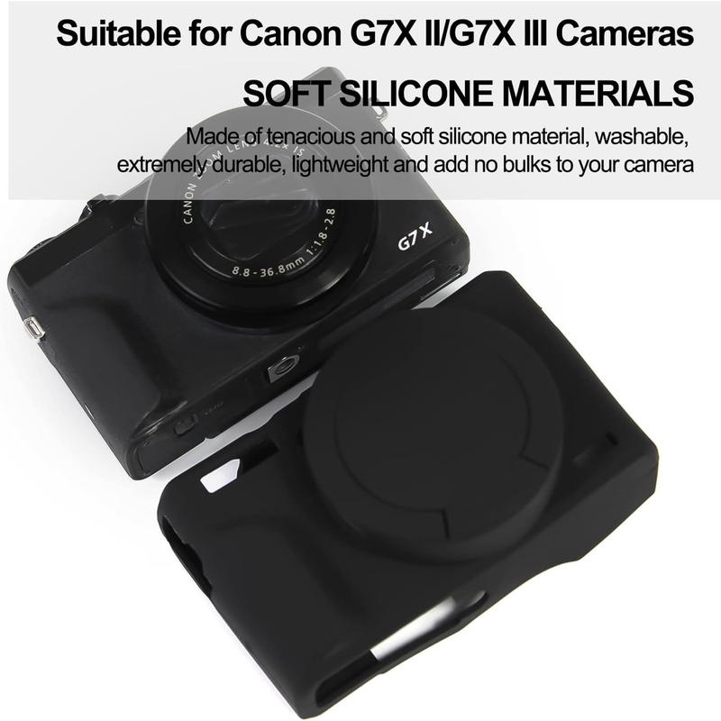 Silicone Camera Case with Removable Lens Cover, Soft Silicone Protective Cover, Camera Accessories, Camera Protector Compatible with Canon G7 X Mark III Silicone Camera Case with Removable Lens Cover, Soft Silicone Protective Cover, Camera Accessories, Camera Protector Compatible with Canon G7 X Mark III