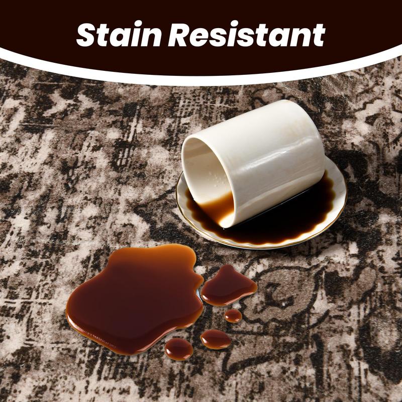 Brown Washable Vintage Faux Wool Throw Bedroom Rug, 0.3 In Low Pile & Non-Slip Indoor Floor Carpet For Home Office, Kids Room, Bedside, 4x6, 5x7, 6x9, 8x10, 9x12 Feet rugs living room Brown Washable Vintage Faux Wool Throw Bedroom Rug, 0.3 In Low Pile & Non-Slip Indoor Floor Carpet For Home Office, Kids Room, Bedside, 4x6, 5x7, 6x9, 8x10, 9x12 Feet rugs living room