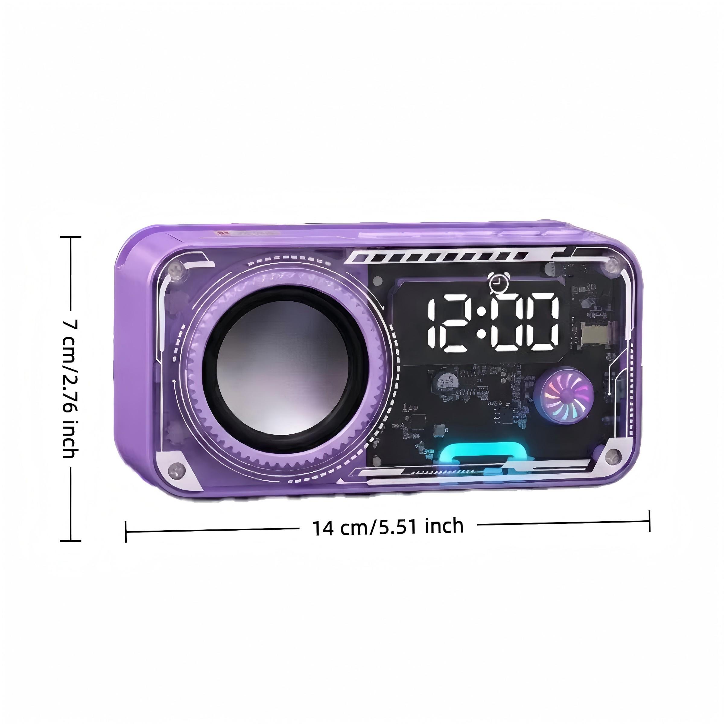 Transparent Mech Wireless Bluetooth-compatible Speaker with Phone Stand, RGB LED Night Light, Portable Stereo Sound System, Long Battery, Perfect Gift