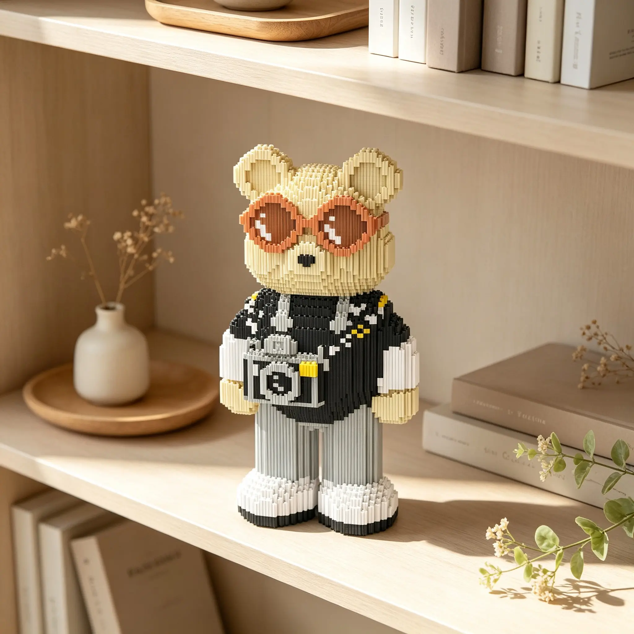Camera Lucky Bear 3D Puzzle Building Block Decor, Home Office Shelf Decoration, Party Gift, Holiday Decor, Handmade Craft, Collectible Statue
