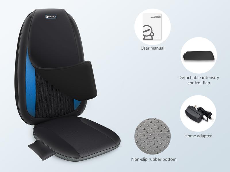 COMFIER Shiatsu Back Massager with Heat -Deep Tissue Kneading Massage Seat Cushion, Massage Chair Pad for Full Back, Electric Body Massager for Home or Office Chair use, Gifts for Men