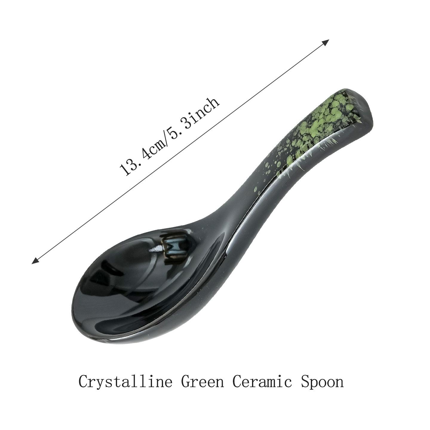 2pcs High-End Crystalline Ceramic Spoons, Vintage Creative Dessert Spoon, Microwave Safe, Dishwasher Safe, Multi-Purpose Tableware