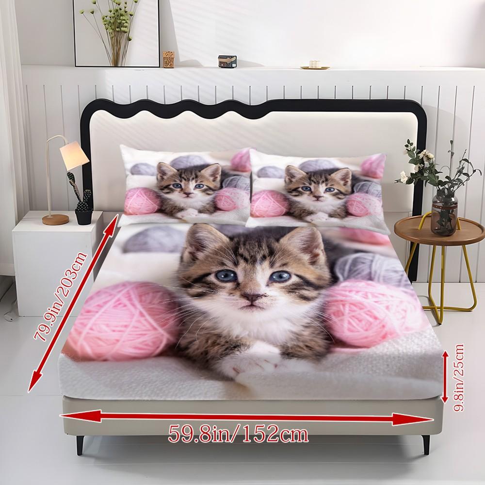 Bed Sheet Set (1 Fitted Sheet + 2 Pillowcases), Modern Style, Comfortable and Aesthetic, Suitable for Dorms and Hotels, All Seasons, Bed Sheets Set