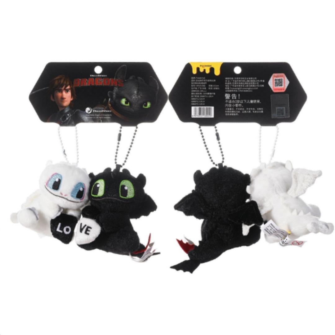 Authentic Collaboration Global Dragon Trainer Toothless Bag Charm,Toothless Love Magnet Hanging Decoration,  Valentine's Day Gift, Couple Keychain.One pair (black + white)