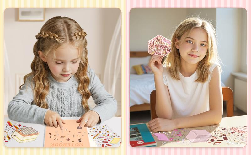DIY 3D Sticker Scenes 6 Sets for Adults Kids, Make Your Own Mini Home/Store Scenes Stickers Animal Themes for Girls, Relieve Stress Pass The Time Craft Stickers for Journals Gifts Scrapbook Photo Album Scrapbooking