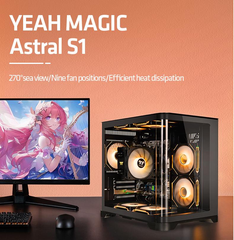 YEAH MAGIC Astral S1 Desktop PC AMD Ryzen 5 5600GT (6 core up to 4.6GHz) 16GB DDR4 3200MHz 1TB NVMe SSD 650W Gold PSU Windows 11 Home WIFI Gaming PC with 7 ARGB Fans,Gaming PC,Prebulit PC