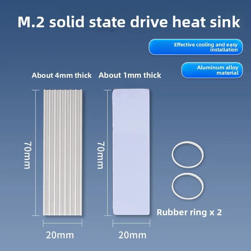 2280 SSD solid state drive heatsink, silver
