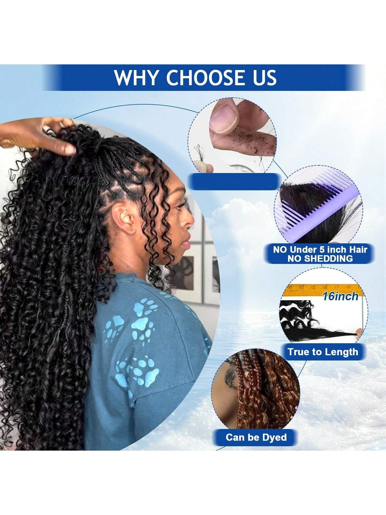 Human Hair Extensions for Knotless Braids, 100g Wet Wavy Bundles Human Braiding Hair 100g Water Wave Bulk Human Hair for  main image 2