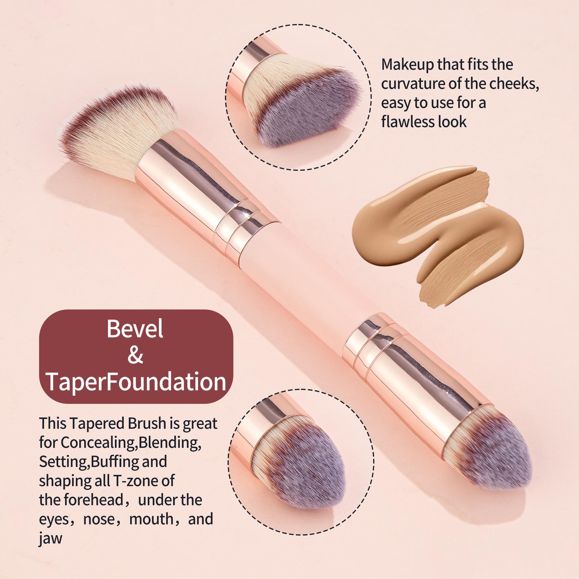 Multifunctional Twin-headed Makeup Brush Set (4 Pcs), Premium Synthetic Bristles Suitable for Liquid/Cream/Powder Foundations, Silky Touch for Flawless Makeup, Travel-friendly Makeup Tool, Soft Cosmetic Brushes, Ideal Gift for Women & Girls