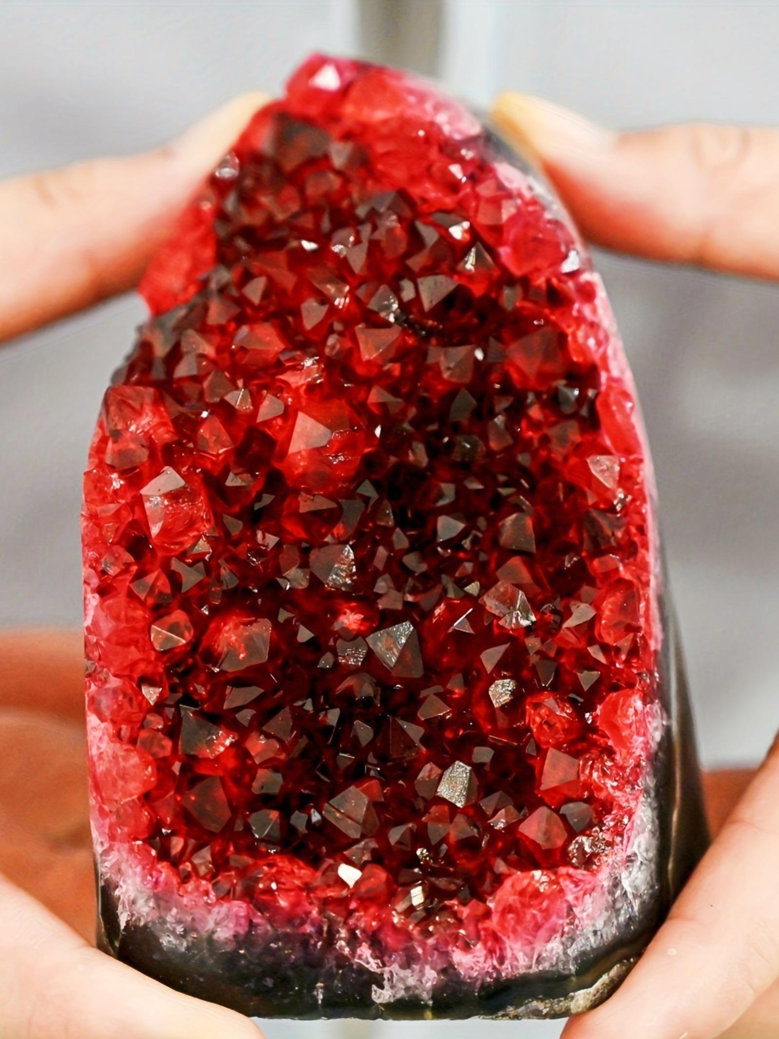 1pc Rare Red Geode Cut Base Cluster - High-Quality Natural Stone with ...