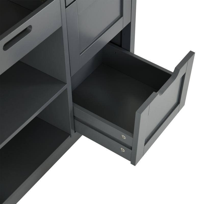 Yitahome Small Solid Wood Top Kitchen Island Cart on Wheels with Storage, Rolling Portable Dining Room Serving Utility Carts Mobile Movable with 3 Drawers Cabinet