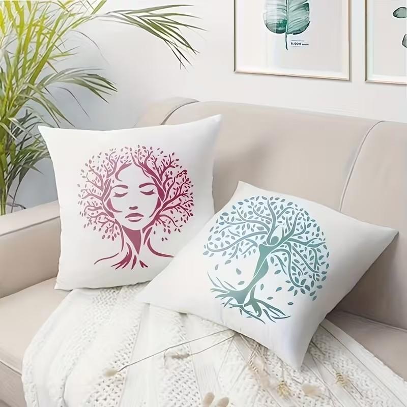 7pcs Tree of Life Stencil, Reusable Plastic Template for Painting, Spray Guns, Canvas Decor, Art Crafts, Wall & Floor Ornament