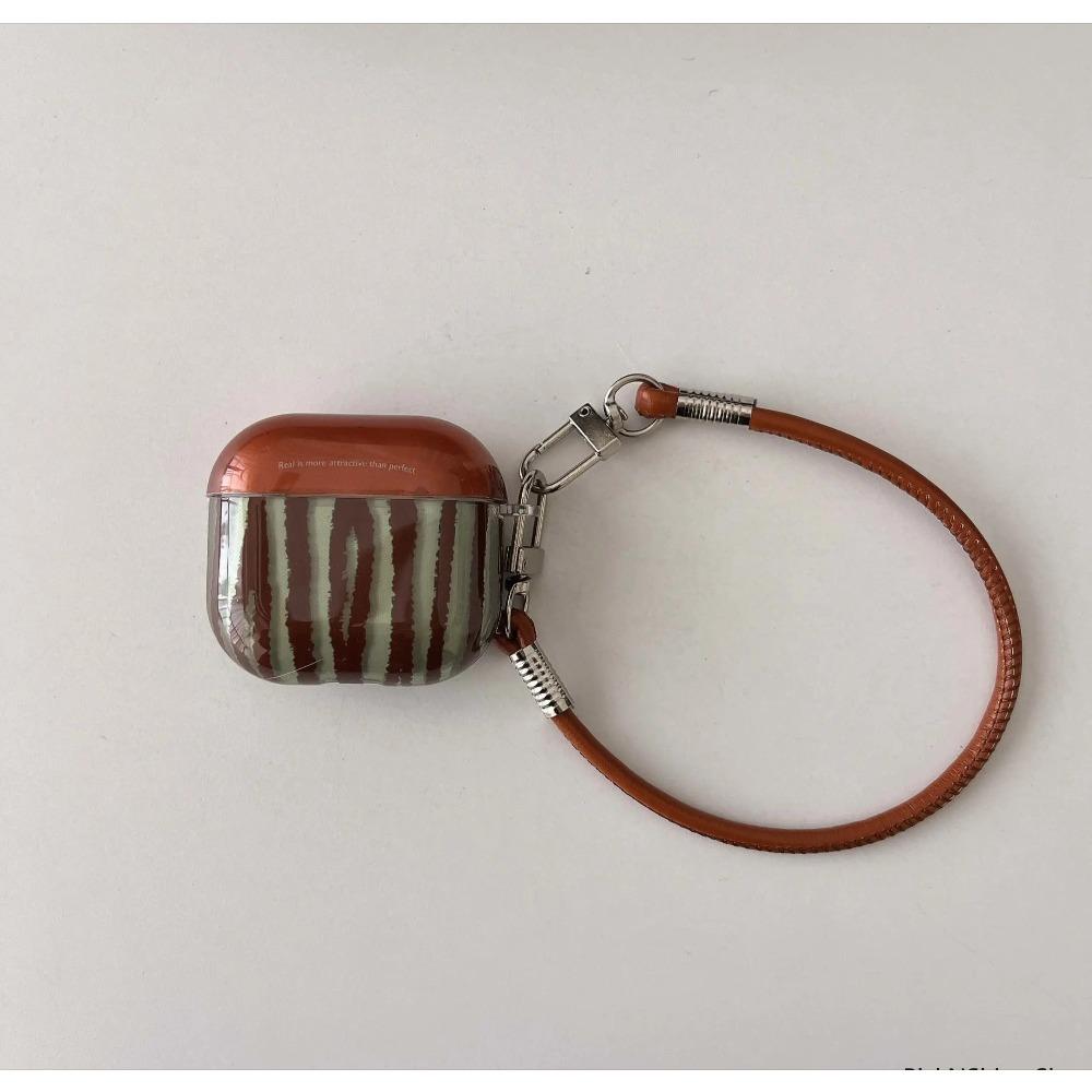 Retro Brown IMD AirPods Case with Lanyard – Shockproof Protective Cover Supports Wireless Charging for AirPods 1/2/3/Pro/Pro 2