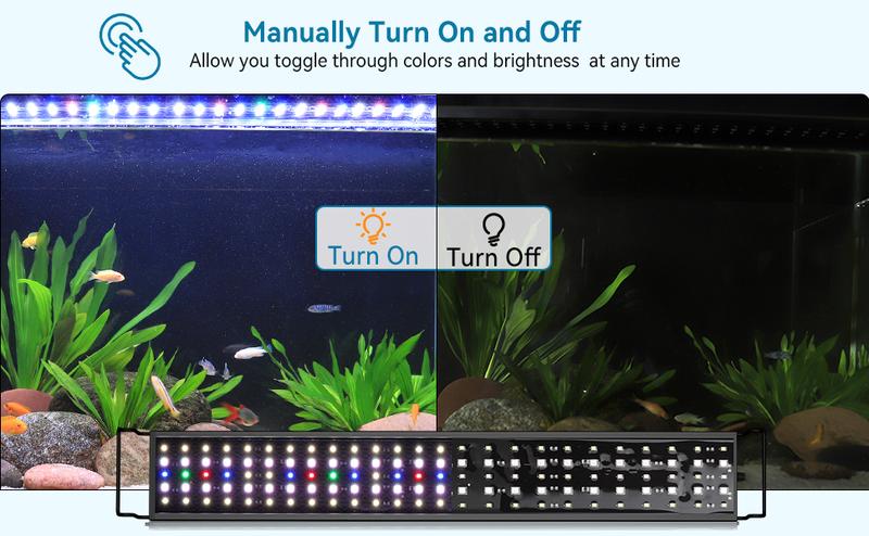hygger Aquarium LED Light Fish Tank Full Spectrum Lighting with 24/7 Day-Night Cycle Mode & Auto On/Off Timer, 7 Color Options, Dimmable, Extendable Bracket for Tank Plant Lights