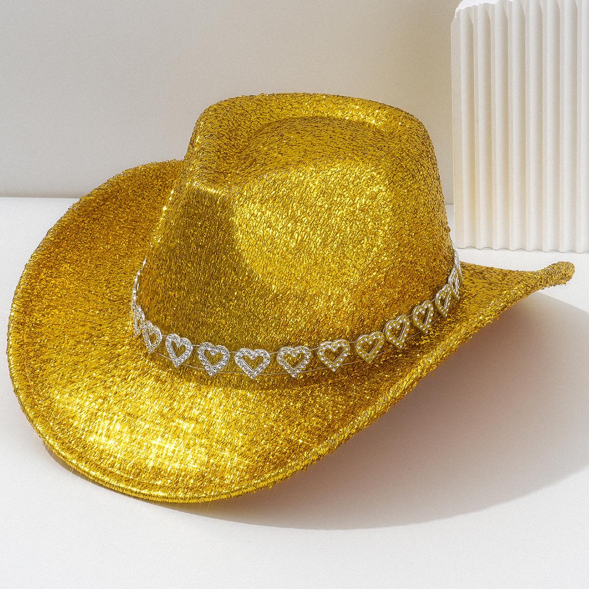 Y2K Sweet Cool Spice Girl Wind Pink Glitter Love Rhinestone Cowboy Hat Music Festival Birthday Party Concave Styling ArtifactSpeedy Smarts