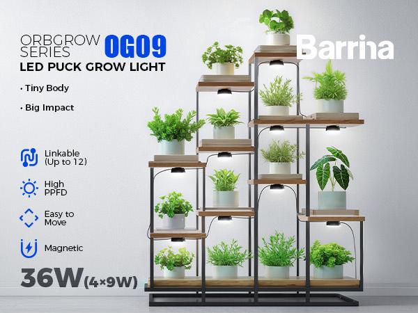 Barrina Orbgrow OG09 Puck LED Grow Light, 5000K 18W(2 x 9W), Full Spectrum, Magnetic & Linkable, Small Grow lamp, 2 Packs, Black Barrina Orbgrow OG09 Puck LED Grow Light, 5000K 18W(2 x 9W), Full Spectrum, Magnetic & Linkable, Small Grow lamp, 2 Packs, Black