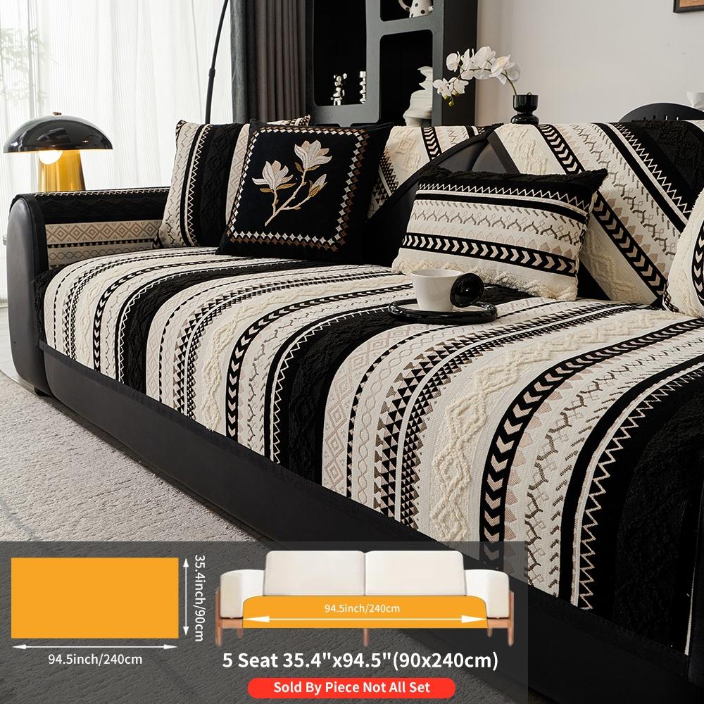 Boho Style Geometric Pattern Sofa Cover, Non-slip Sofa Mat, Fashionable Sofa Protector, Dustproof Sofa Protector, Durable Home Essentials for Living Room #TOP PICKS