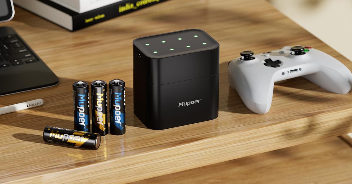 16 Pack Mupoer Rechargeable AA Batteries with Charger | 3600mWh,1.5V Double A Li-ion Batteries, 1600 Lifecycle for Game Controller, Door bell, Blink Camera