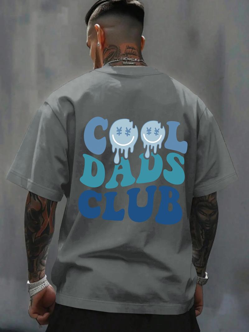 Men's Regular Fit Cool Dads Club Figure Print Round Neck Tee, Casual Short Sleeve Crew Neck T-shirt for Daily Wear, Fashion Men's Top for All Seasons, Tropical, Casual Style Tee