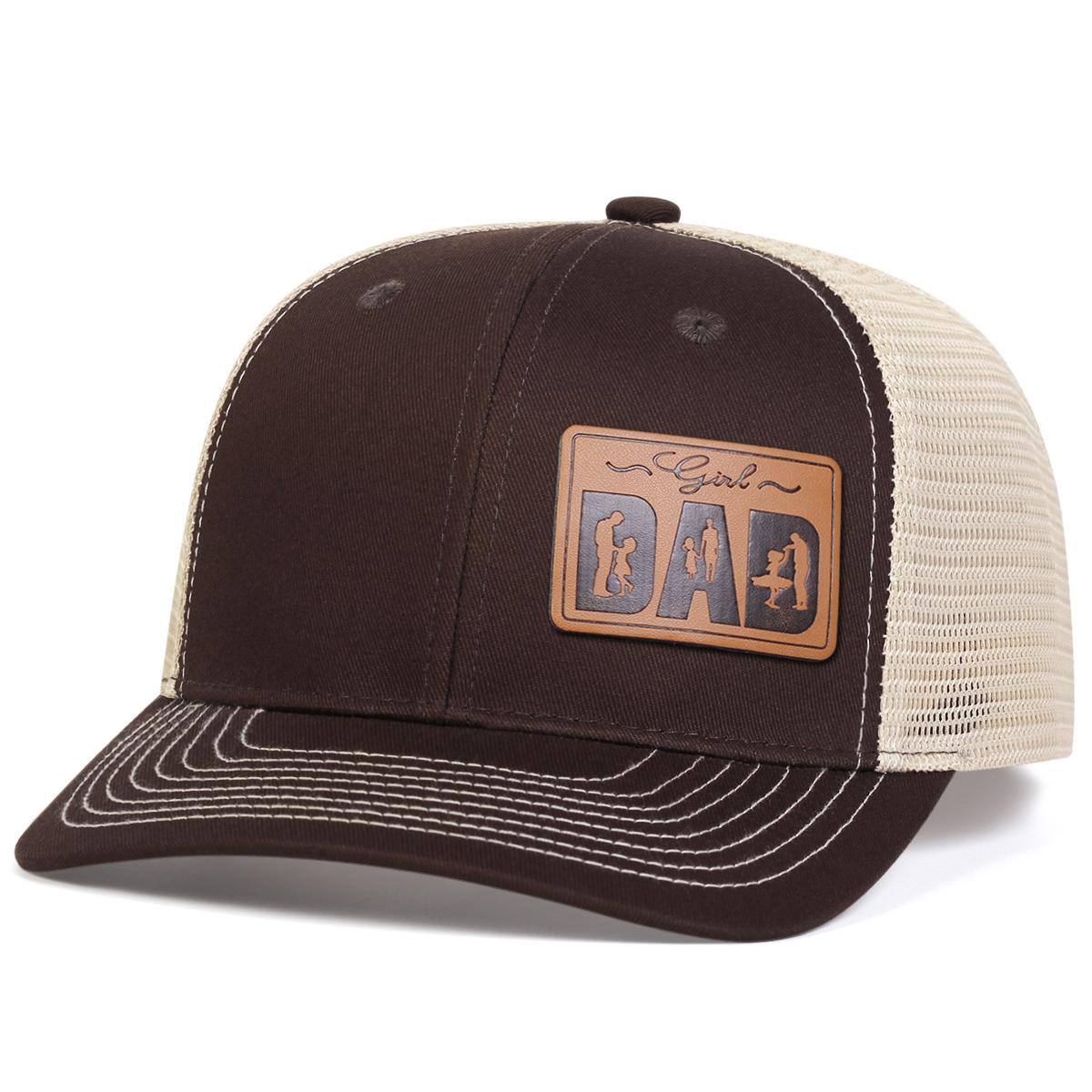 "Girl Dad" Leather Patch Trucker Hat Father Daughter Themed Mesh Back Cap for Men, Casual & Heartfelt Gift
