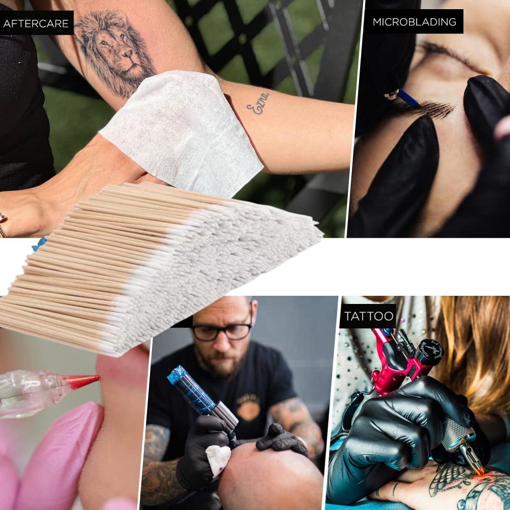 300pcs Disposable Wooden Micro Bud Swabs Lint Free Eyelash Extension Glue Removing Tools Makeup Mini Brush