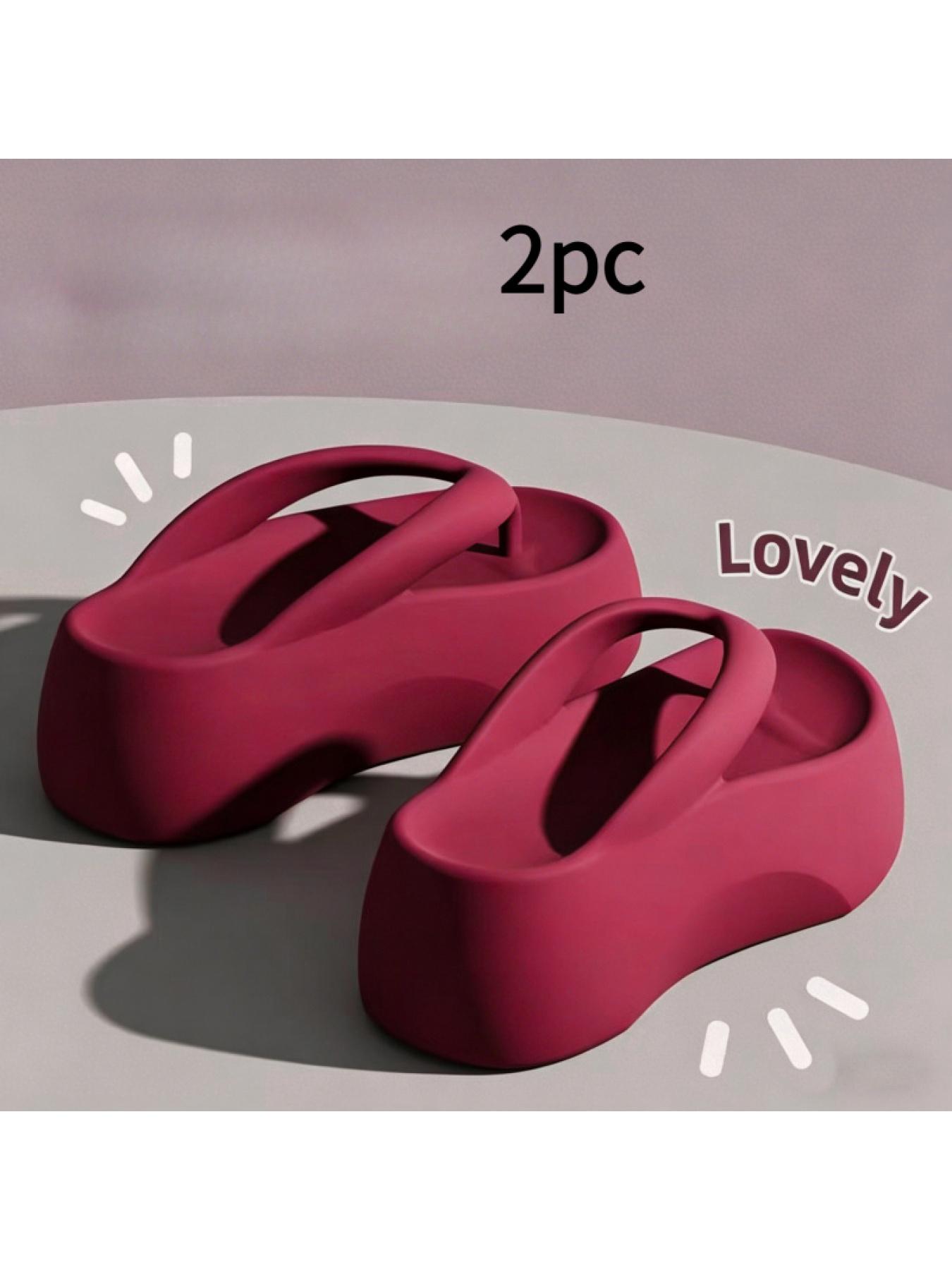 1 pair of thick-soled EVA flip-flops for women, summer outdoor wear, non-slip, height-increasing home sandals Footwear