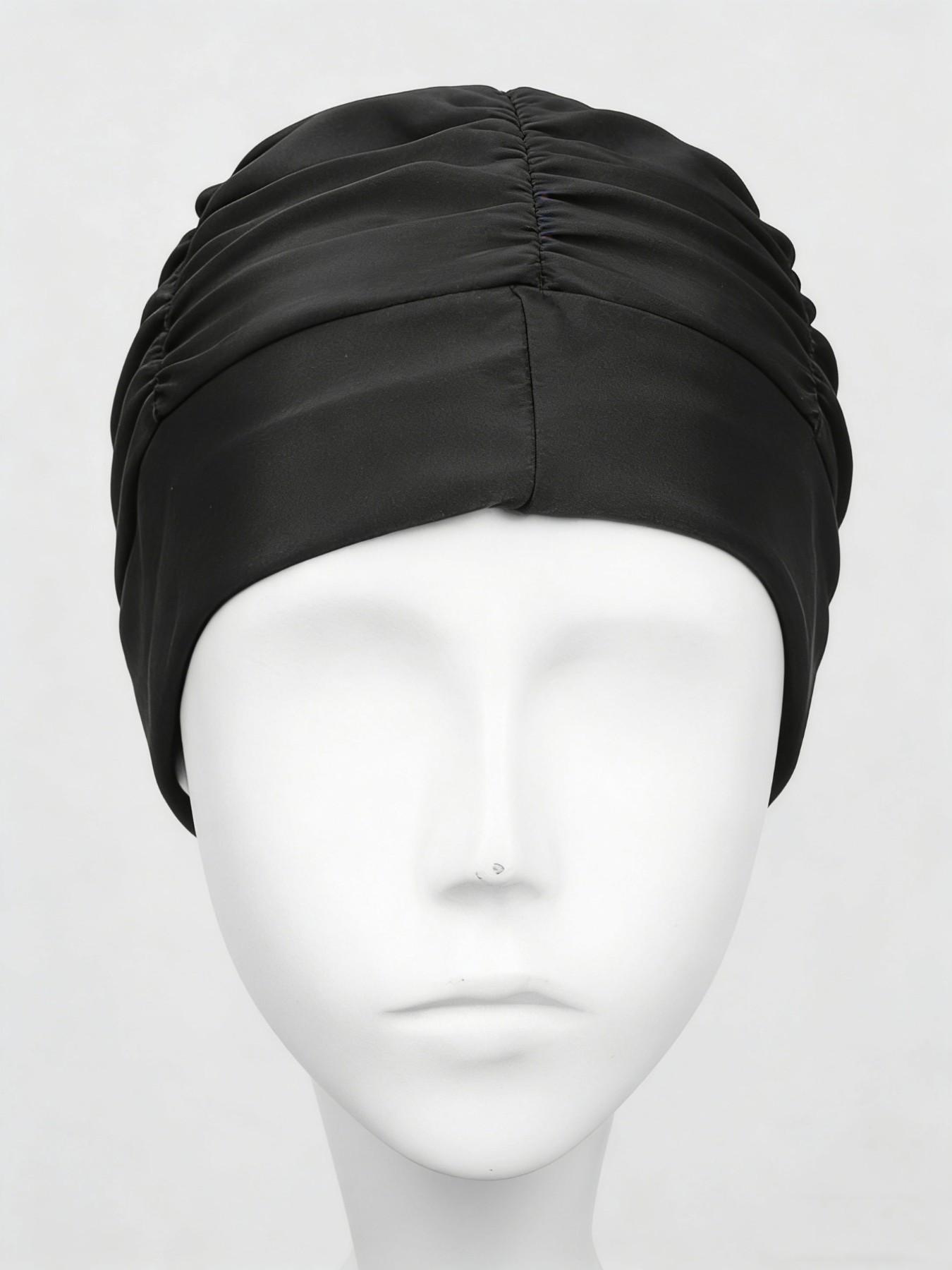 Comfortable Non-Pressing Large Size Long Hair Wrinkle Swim Cap, Solid Color Fabric Swim Cap for Women, Nylon Material Swim Hat