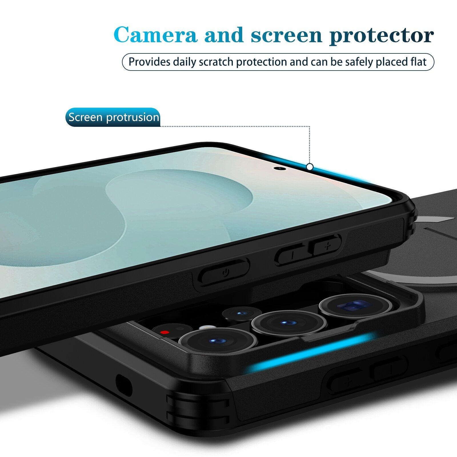 Lens Protect Camera Phone Case for Samsung S26 S25 FE S24 Ultra S23 Plus A17 A57 A56 A36 A16 A35 A55 Magnetic Kickstand Cover