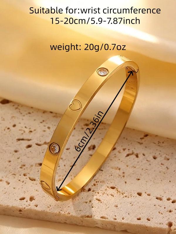 5-Piece 18K Gold-Plated Stackable Bracelet Set, Roman Numerals, Shells, Artificial Zirconia and Heart Designs, Hypoallergenic Stainless Steel Fashion Wrist Jewelry for Women