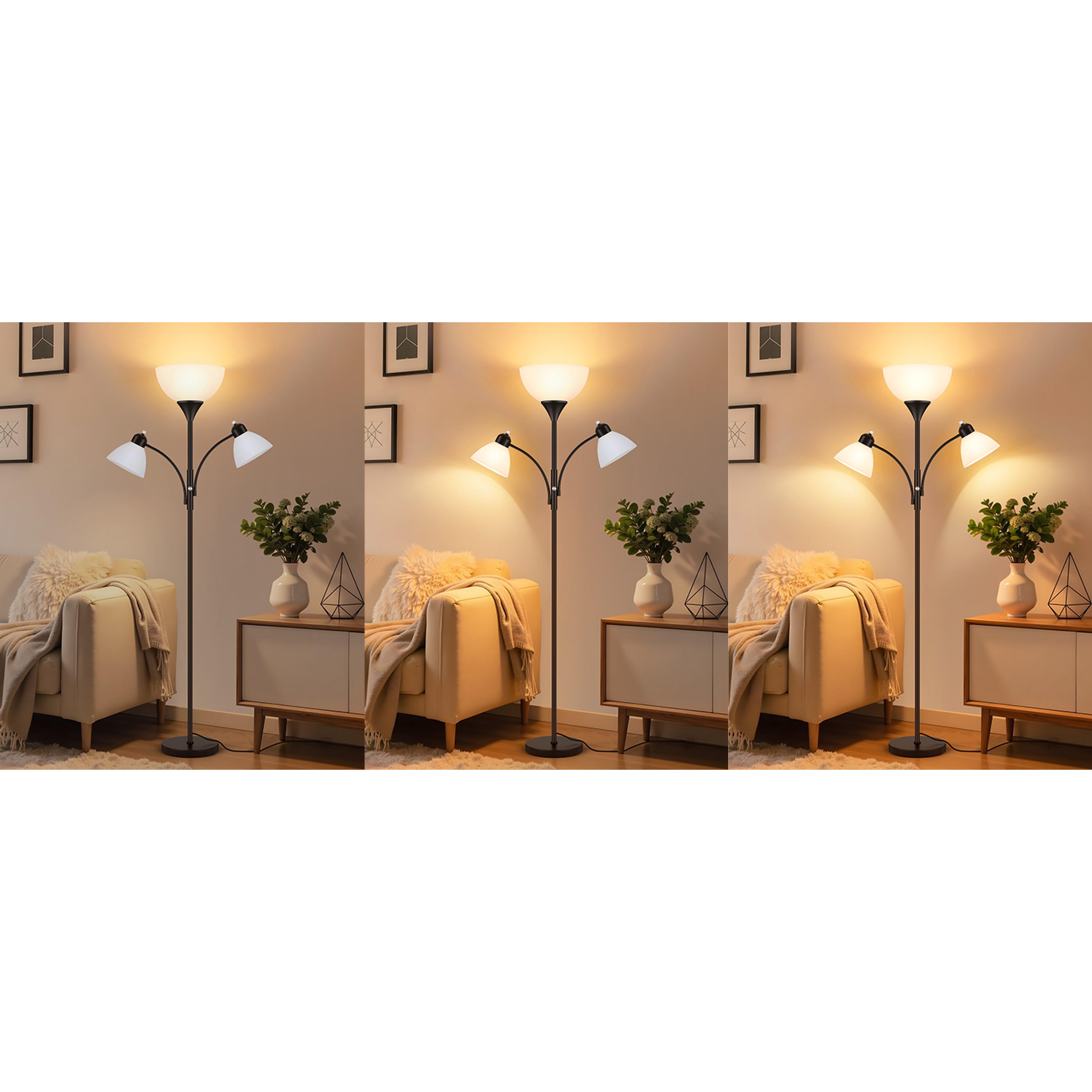 Torchiere Floor Lamps for Living Room,72" Dimmable Lamp with 2 Adjustable Reading Lights for Bedroom, Black Tall Standing Room Lamp, 3 Bulbs Included Torchiere Floor Lamps for Living Room,72" Dimmable Lamp with 2 Adjustable Reading Lights for Bedroom, Black Tall Standing Room Lamp, 3 Bulbs Included
