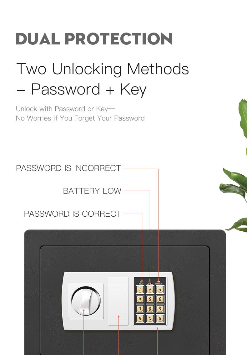 Electronic password Security Box， college dorm saferroomhome ，safe,storage,box office savings, anti-theft safes Mechanical safe box for money key lockbox safebox ——No batteries were provided
