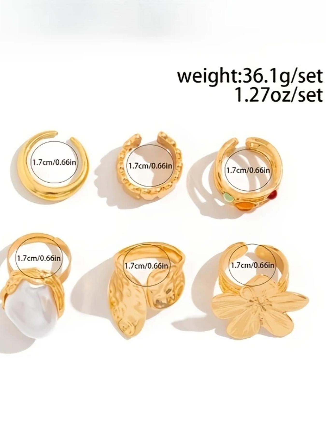 Women's Boho Ring Set, Jewelry Ring, Boho Style Rings, Vintage Elegant Design, Floral Bow Heart Rhinestone Moon Star Geometric Cat Eye Stone, Party Daily Wear Gift