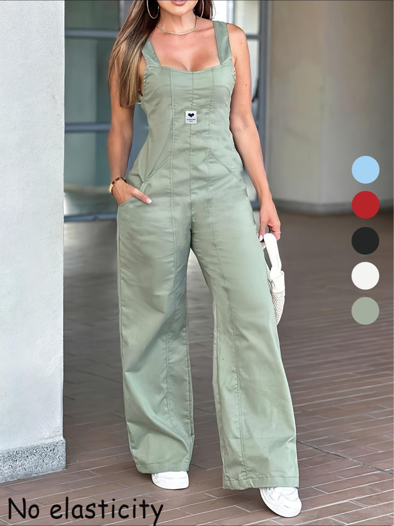 New Spring Autumn Women's Overalls, Sleeveless, Womenswear, Vintage, Cool & Minimalist Style, Casual Fitted Pants, Plain Pattern, All Seasons Wear New Spring Autumn Women's Overalls, Sleeveless, Womenswear, Vintage, Cool & Minimalist Style, Casual Fitted Pants, Plain Pattern, All Seasons Wear