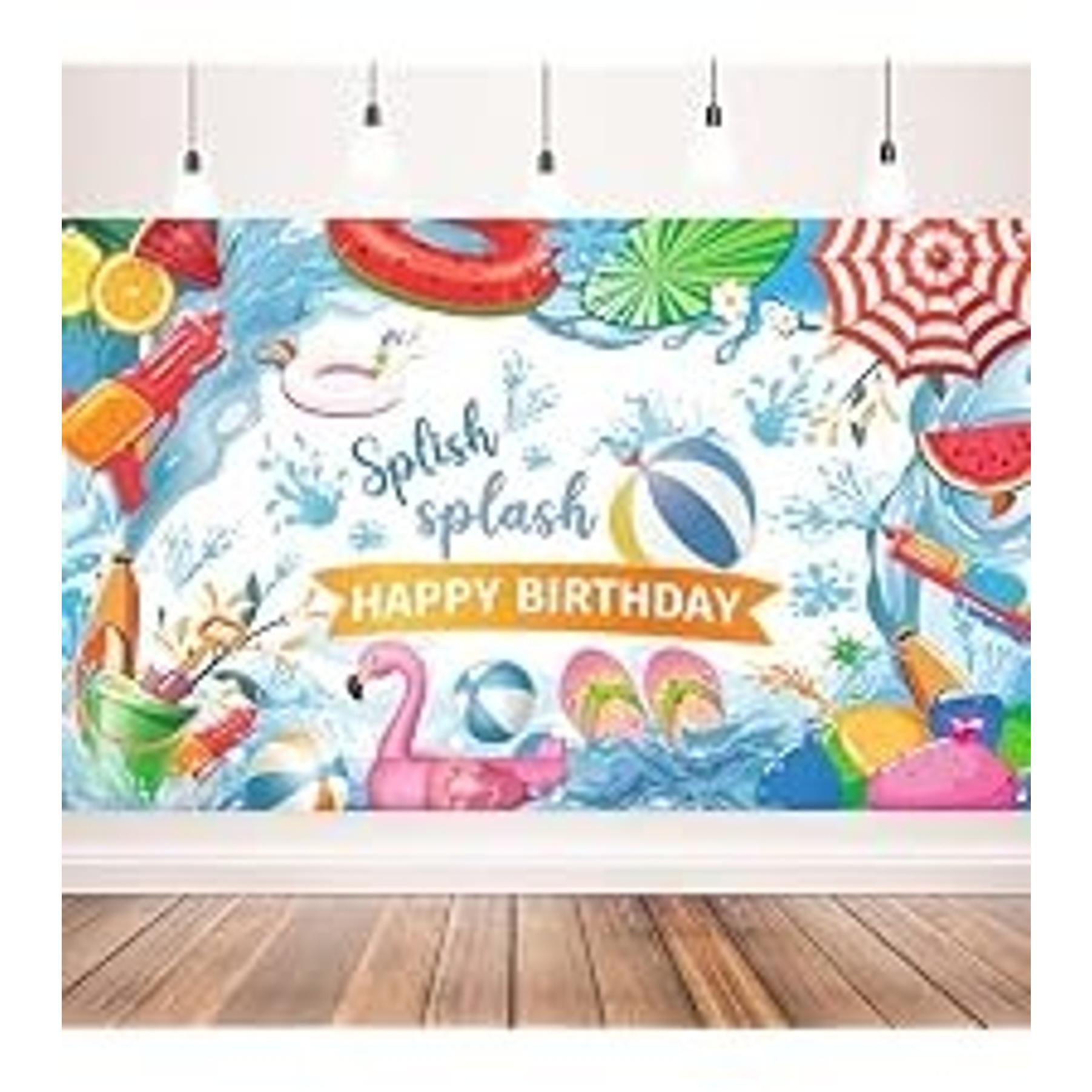 Summer Swimming Pool Party Photo Booth Backdrop Banner, 71 x 43 Inch Birthday Decoration Summer Swimming Pool Party Photo Booth Backdrop Banner, 71 x 43 Inch Birthday Decoration