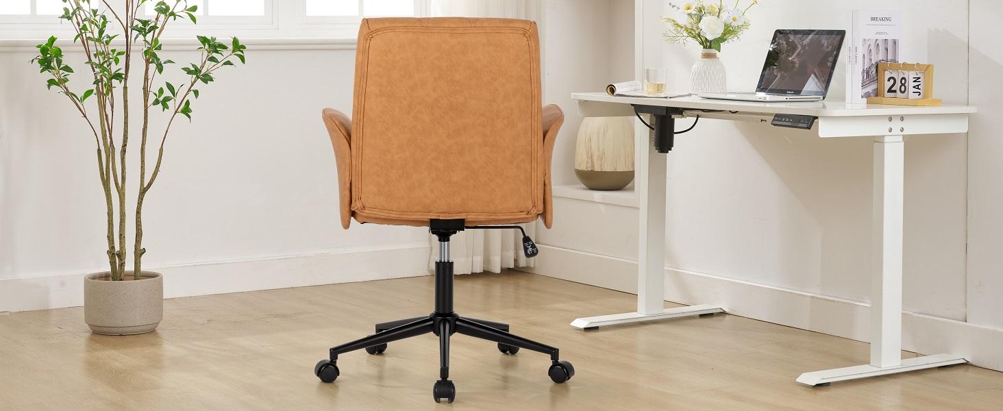Okeysen Home Office Chair，Mid - Century Style, Padded Seat, Height - Adjustable with Wheels