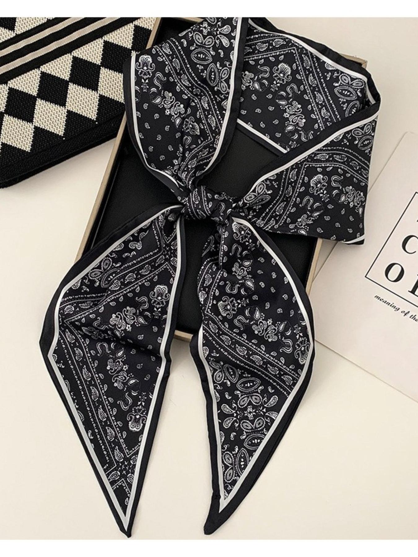 Women's Reversible Silk Scarf, Long Strip Necktie, Dual-Sided Floral Print, Versatile Fashion Accessory, All Seasons Boho Style