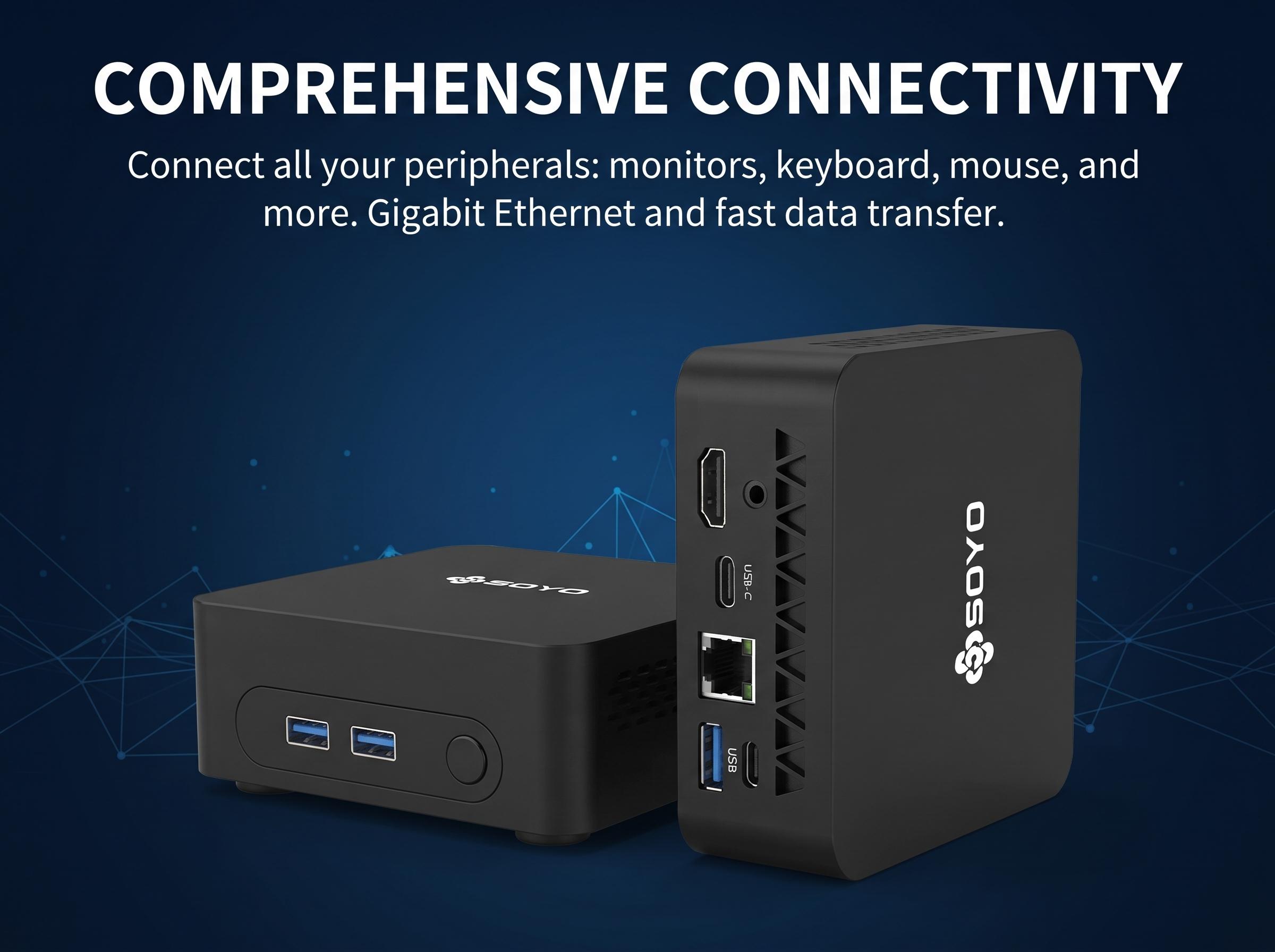 SOYO Y5 Series Mini PC Intel Core i3/i5/i7 Desktop Computer, 8GB RAM 128GB SSD, Micro Compact PC for Home/Office, Support 4K Display, WiFi5 Bluetooth 4.2, Preinstalled Windows 10/11 Pro, Silent Low Power Consumption, Small Form Factor Business Desktop soh