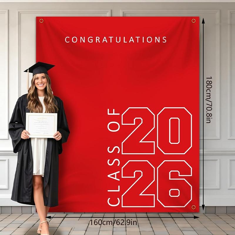 2026 Graduation Banner, “Congratulations on Your Graduation” Polyester Banner, photo backdrop and wall decorations for graduation ceremonies and parties, suitable for high school and college graduation party decorations