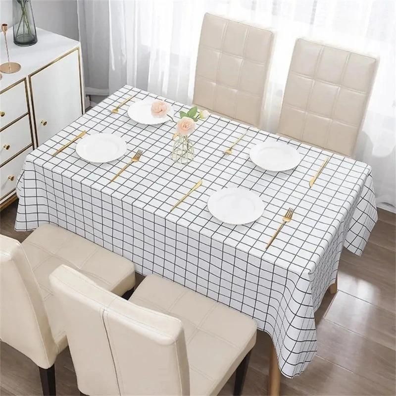 2pcs Nordic Style Grid Prints Waterproof Oil-proof Buffalo Plaid Dining Table Cloth Table Cover Party Decoration Rectangle TableCloth