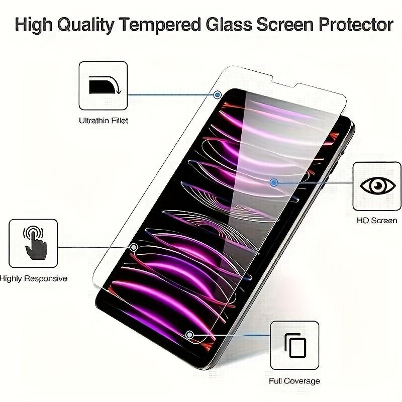2-piece iPad Pro 12.9-inch tempered glass screen protector, smooth surface, suitable for 6th, 5th, and 4th generations 2022, 2021, 2020, and 2018