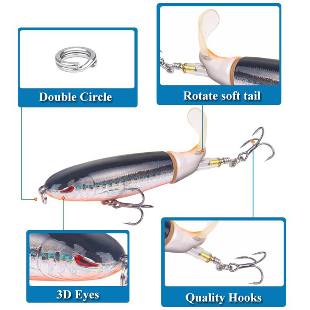 [FreeShip] 5/10pcs Artificial Fishing Lure, 13.5g Simulation Fishing Lure with Hook, Fishing Accessories for Outdoor Fishing Equipment, 10cm Whopper Plopper, Swimbaits, Fishing Lure Bait