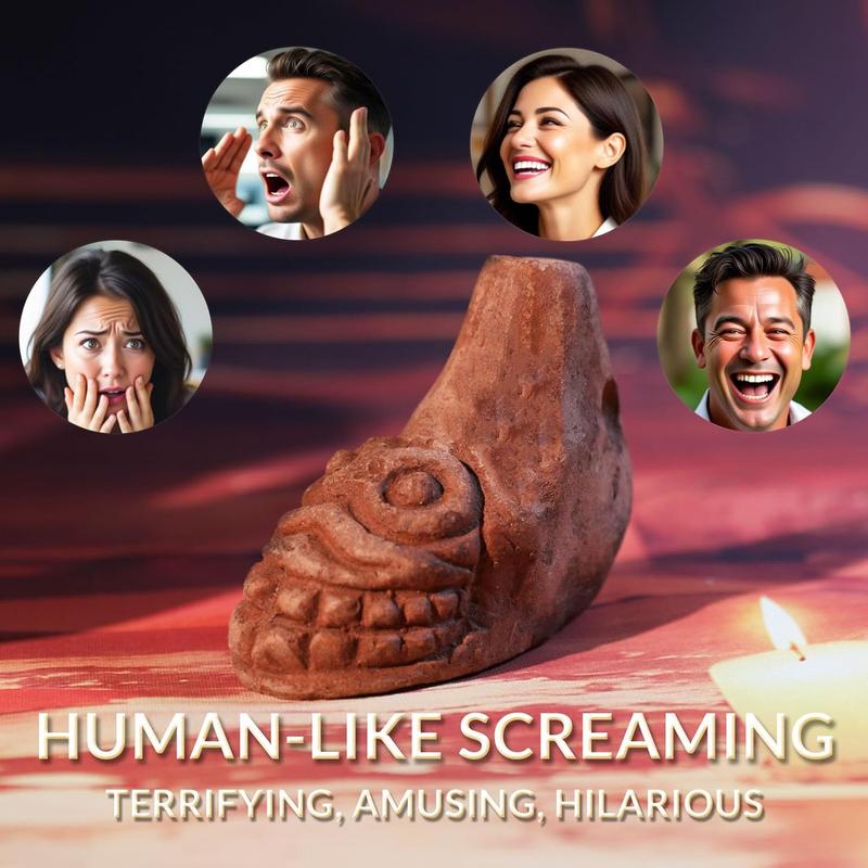 Aztec Death Whistle Loud 125+ Decibel, Realistic Human Scream, Includes Rope and Bag, Portable Outdoor Emergency Survival Party Supplies