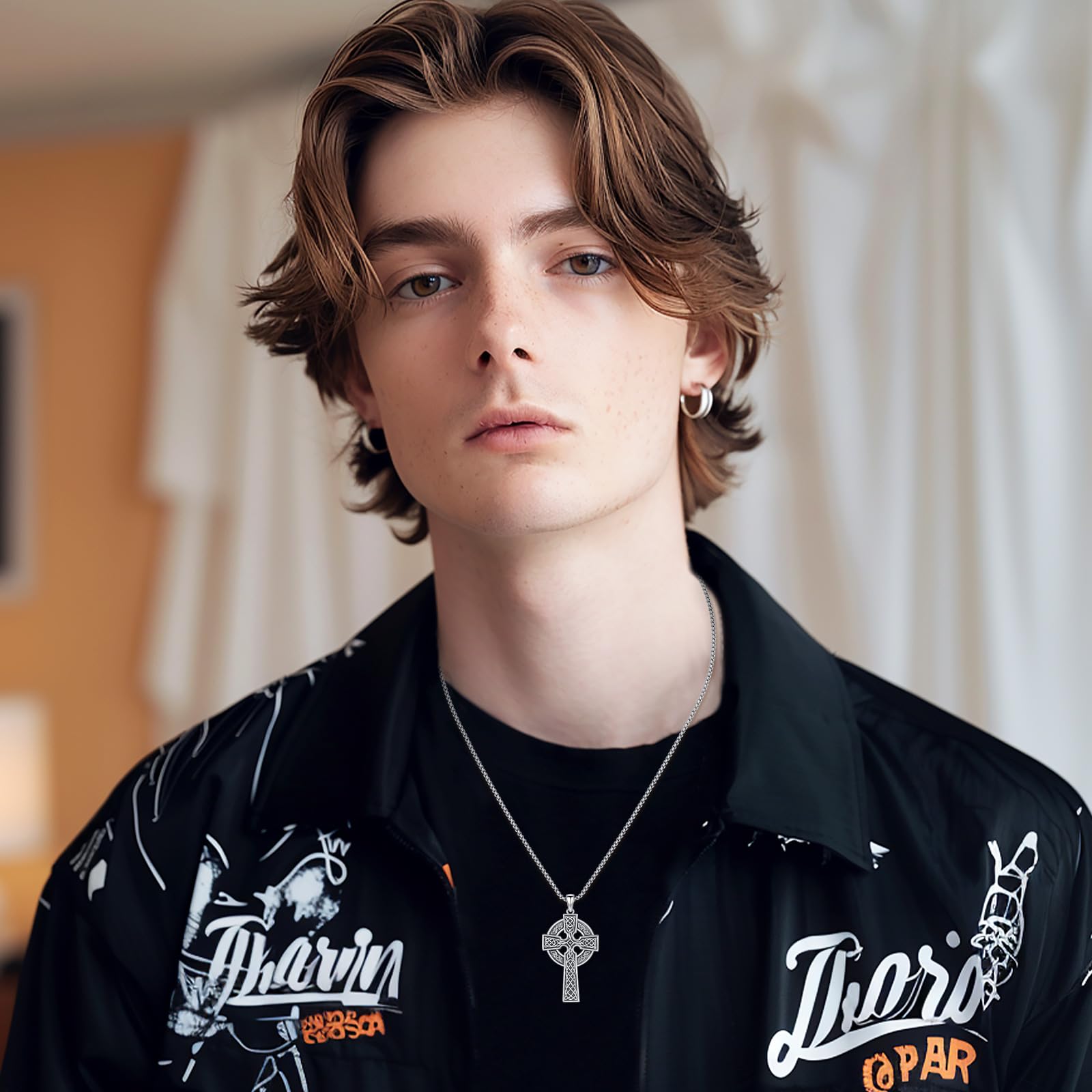 Thanches 925 Sterling Silver Celtic Cross Pendant Necklace for Men & Women, Unique Irish Trinity Knot with Evil Eye Design Perfect for Spiritual Protection and Stylish Accessories, Ideal Crucifix  Gift