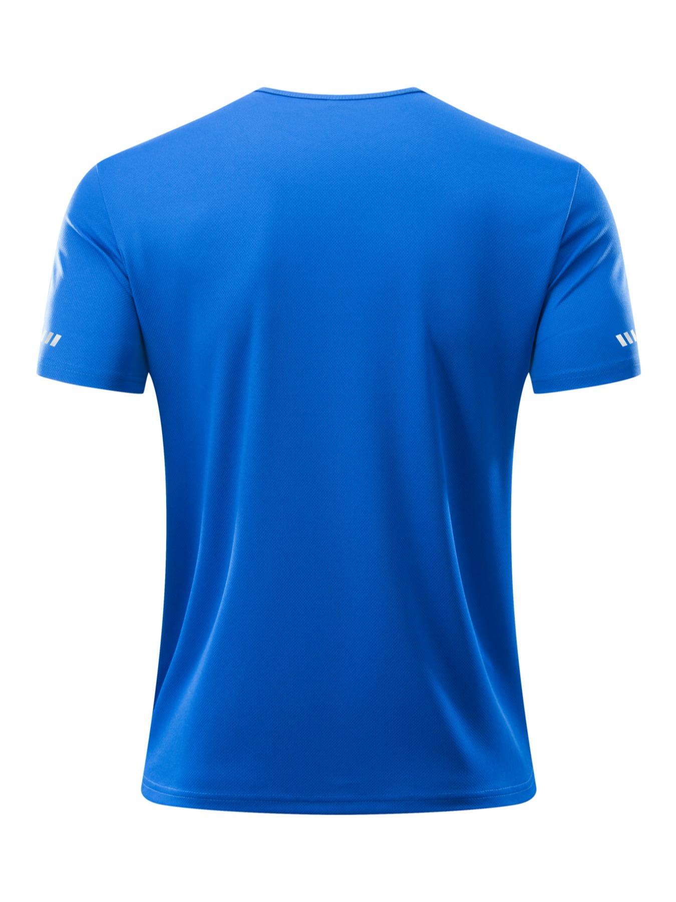 Men's Short Sleeve Sports Tee, Breathable Quick Drying Round Neck T-shirt, Casual Sporty Top for Gym Workout Running Cycling Fishing Activewear