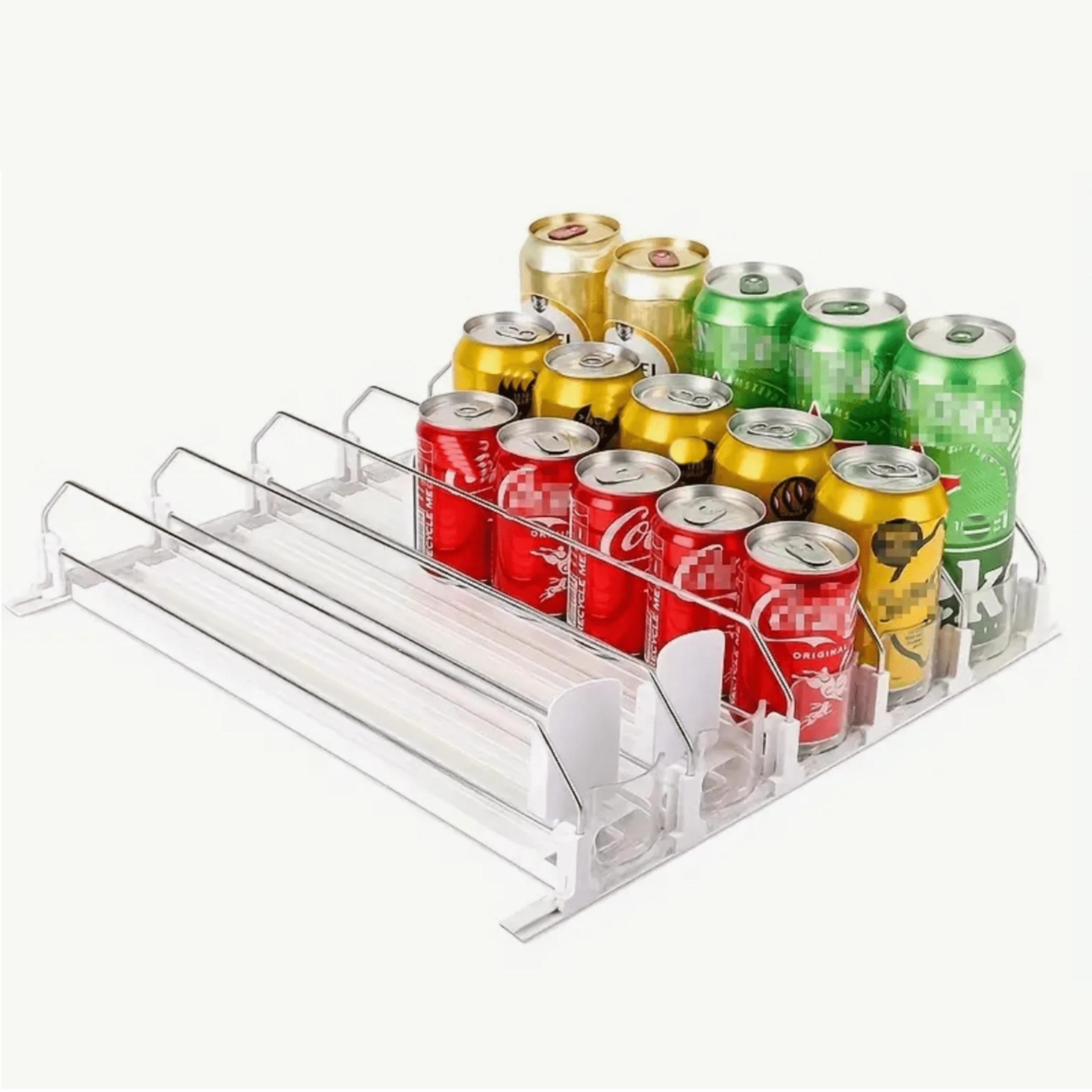 Soda Can Dispenser for Refrigerator,Self-Pushing Drink Organizer for Fridge, Width Adjustable Fridge Organization, Beer Pop Can Water Bottle Drink Dispenser for Fridge