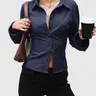 Women's Striped Print Button Front Shirt, Casual Comfy Shirt, Elegant Long Sleeve Collared Top for Spring & Fall, Ladies Clothes for Daily Wear