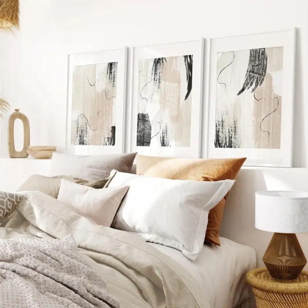 3-Piece Optional Wooden Frame Bohemian Modern Minimalist Aesthetic HD Color Canvas Poster High Precision Ink Print Thick Coating Moisture-proof Anti-wrinkle Smooth Surface Living Room Bedroom Home Decor