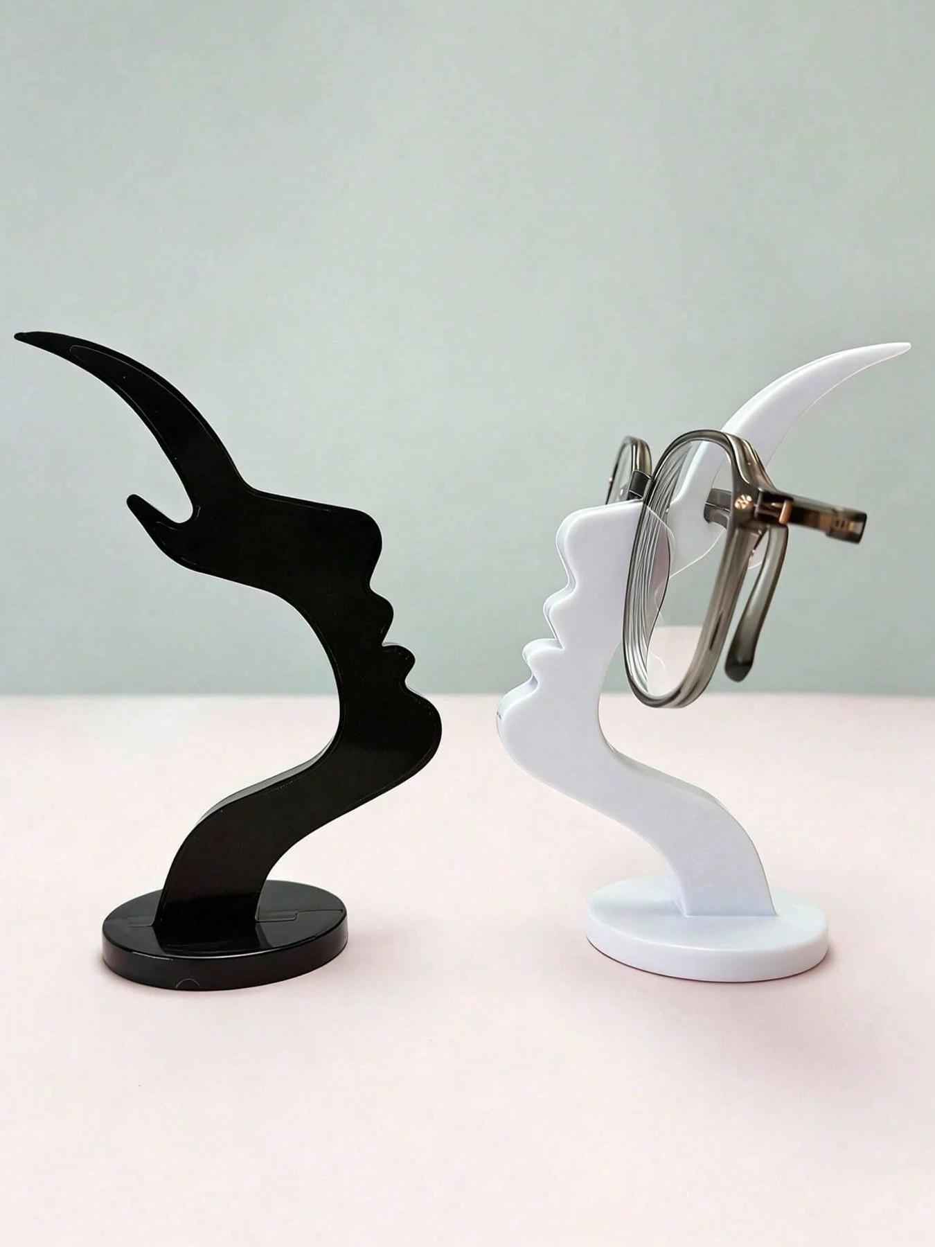 2pcs Modern Unique Arc-Shaped Eyeglass Frames, Creative Face Design Glasses Stand, Desktop Eyewear Holder,  Eyewear Accessories