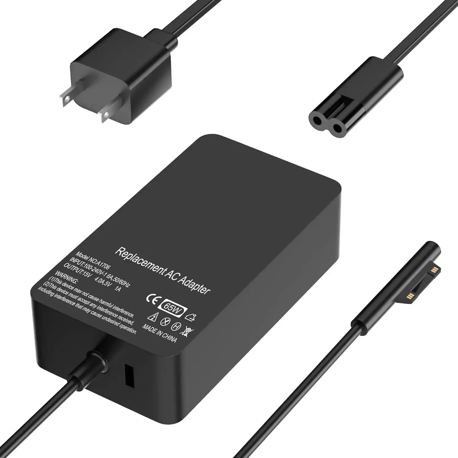 Surface Charger 65W Fit for Microsoft Surface Pro 3 4 5 6 7 7+ 8 9 10 X Surface Laptop 7 6 5 4 3 2 1, Surface Book 3 2 1 Surface Go 4 3 2 1 Tablet Windows Power Adapter Cord with 5V USB Port